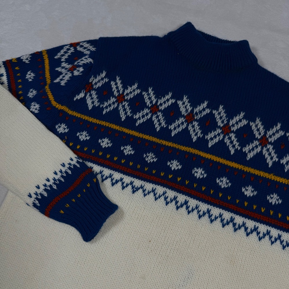 Kingsport‎ Kids Sweater Nordic Snowflake Winter Holiday Acrylic Blue White